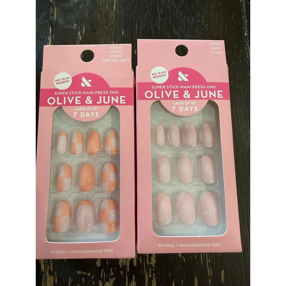 Olive & June Press-On Nails No Glue Needed x2 - Round Short - NEW